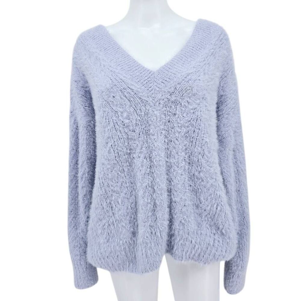 Lucky Brand Furry Oversized V-Neck Pullover Sweater XS